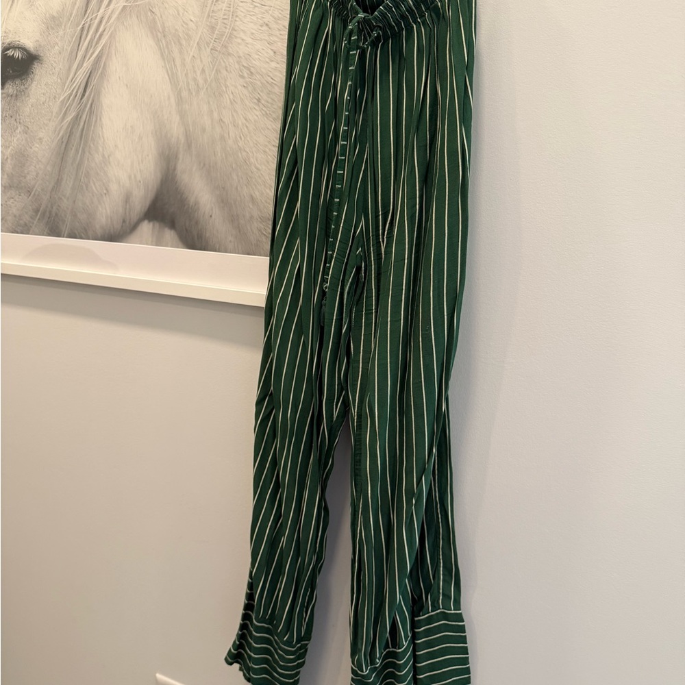 Faithfull the Brand Green Striped Wide Leg Pants and Top